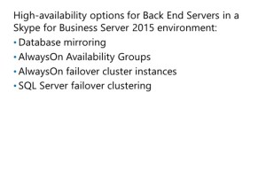 Back End Server High Availability Option david papkin